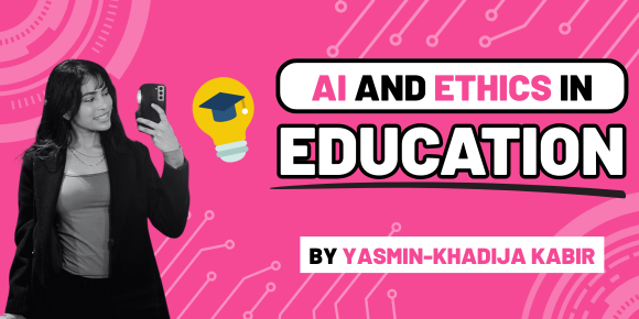 Blog banner featuring author and blog title ai and ethics in education