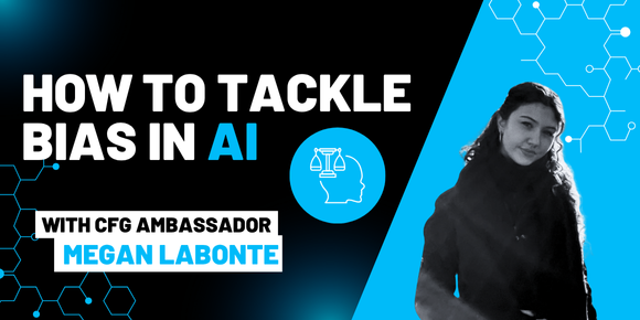 Blog thumbnail featuring author and blog title no stem no stress, how to tackle bias in ai