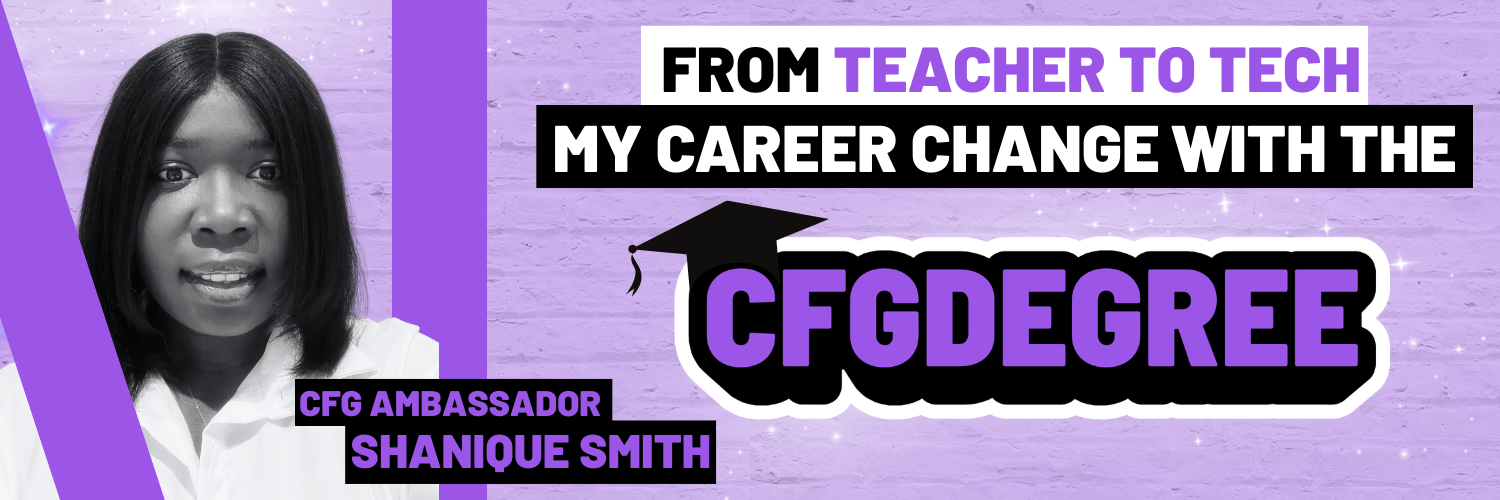 banner showing the blog author Shanique Smith about career changing for teaching to tech